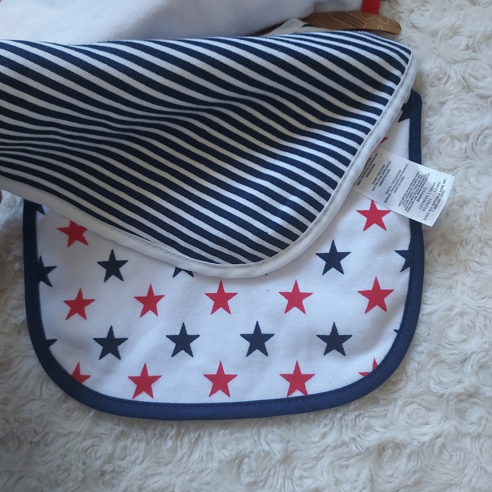 Baby Essentials 0-6mo Red White & Blue Patriotic Bib & Headband Set - Picture 2 of 4